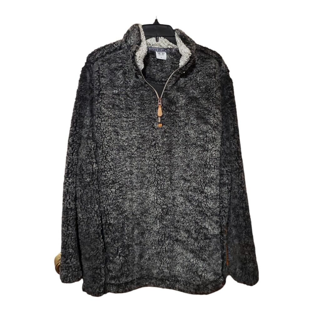 Katydid Black Fuzzy Sherpa Style 1/4 Zip Pullover Women's Shirt Sz XL